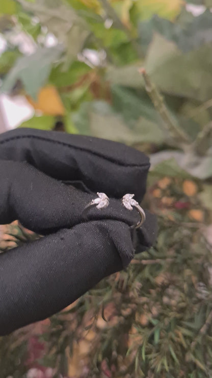 Sterling Silver 925 Crystal Leaf Ring - FKJRNSL10757