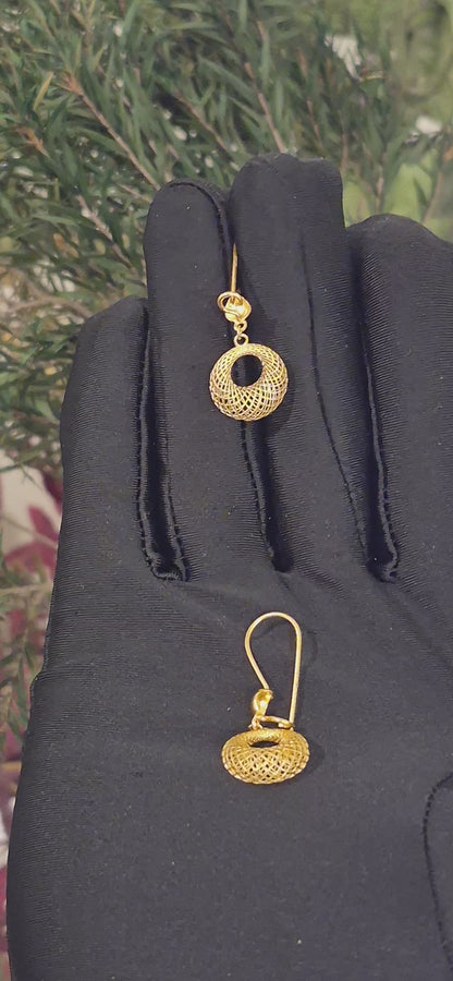 Gold Open Circle Earrings 21KT - FKJERN21KM11470