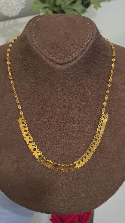 Gold Delicate Patterned Necklace 21KT - FKJNKL21KM10347