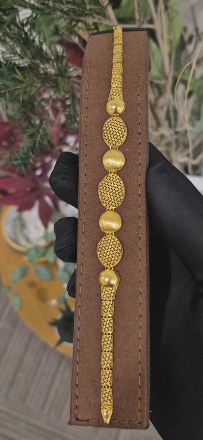 Gold Oval Filigree Bracelet 21KT - FKJBRL21KM11567