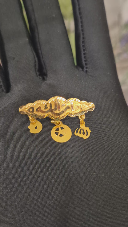 Gold Engraved Brooch 21KT - FKJBRCH21KM10936