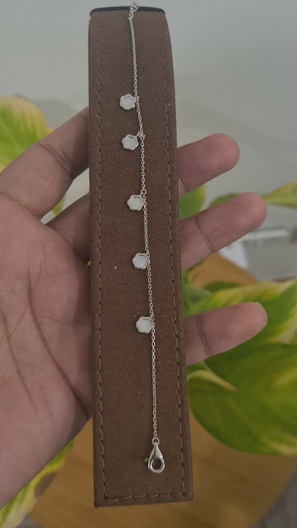 Sterling Silver 925 Hexagon Charm Bracelet - FKJBRLSL10585