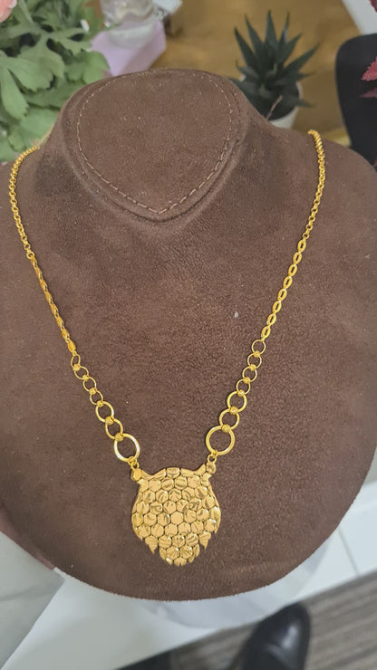 Gold Bold Tiger Head Link Chain 21KT - FKJCN21KM10403
