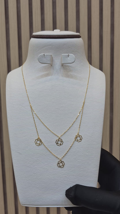 Gold Flower Shaped Necklace 21KT - FKJNKL21KM9558