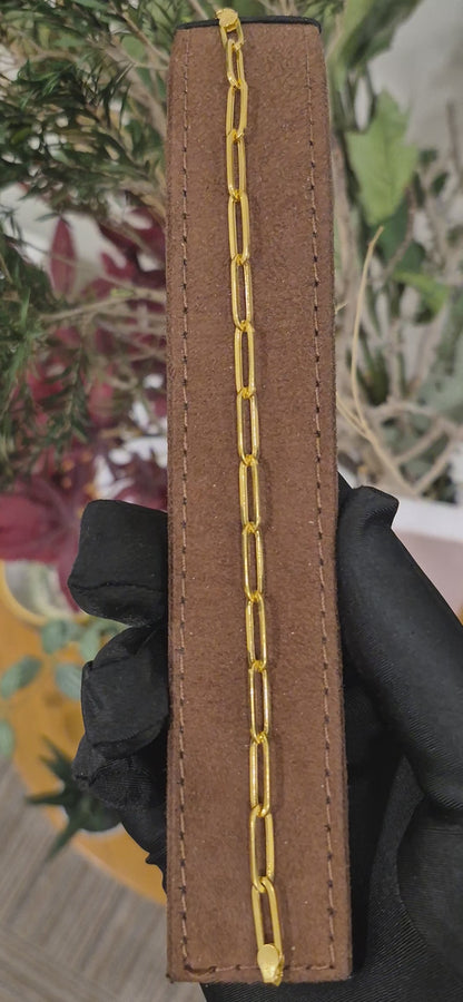 Gold Paperclip Link Bracelet 21KT - FKJBRL21KM11487