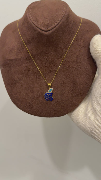 Gold Necklace (Chain with Violet Apple Shaped Pendant) 21KT - FKJNKL21KM10191