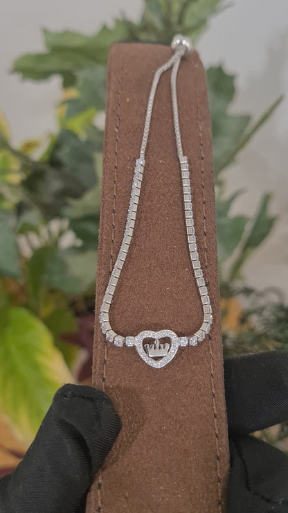 Sterling Silver 925 Tennis Crown Bracelet - FKJBRLSL10645