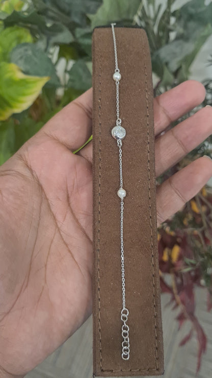 Sterling Silver 925 Solitaire Crystal Bracelet - FKJBRLSL10617