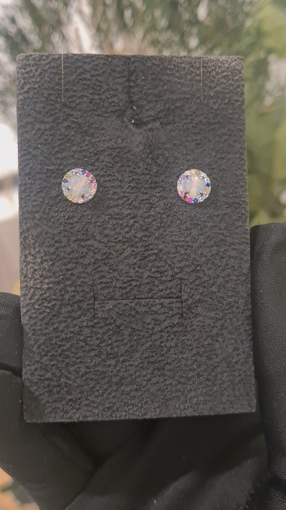 Sterling Silver 925 Rainbow Opal Earrings - FKJERNSL10836