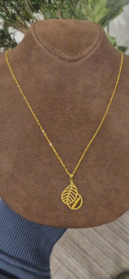 Gold Aureleaf Necklace 21KT - FKJNKL21KM11347