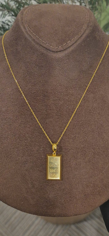 Gold Bar Charm Necklace 21KT - FKJNKL21KM11436