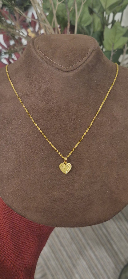 Gold Elegant Heart Necklace 21KT - FKJNKL21KM11364