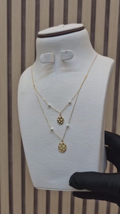 Gold Classy Heart in Hanging Oval Necklace 21KT - FKJNKL21KM8222