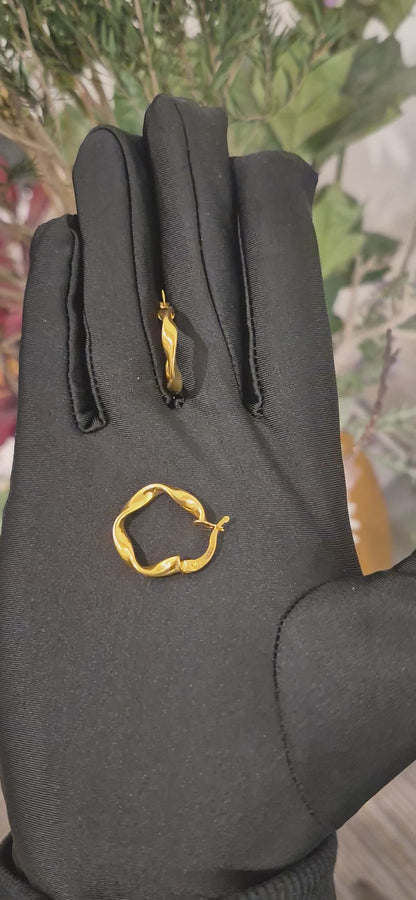 Gold Soft Twist Hoop Earrings 21KT - FKJERN21KM11265