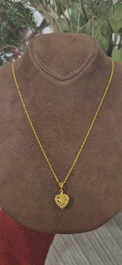 Gold Bloom Heart Necklace 21KT - FKJNKL21KM11353