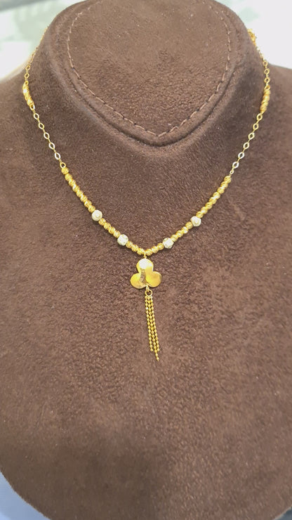 Gold Bloom Drop Necklace 21KT - FKJNKL21KM10357