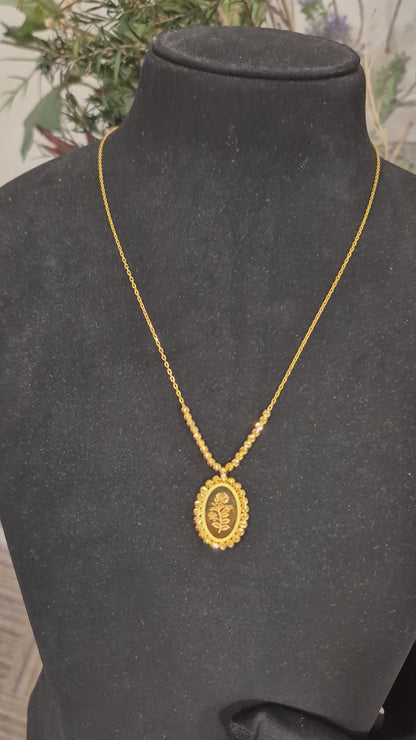 Gold Rose Motif Necklace 21KT - FKJNKL21KM11831