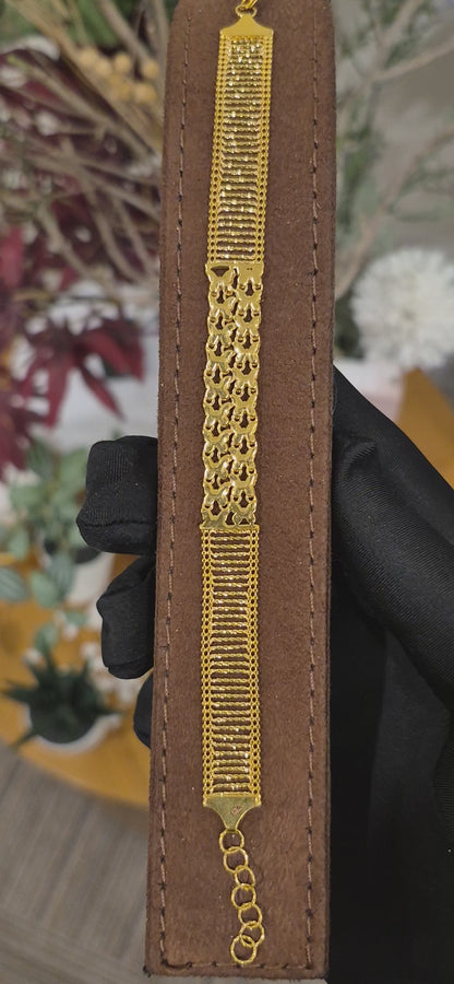 Gold Filigree Panel Bracelet 21KT - FKJBRL21KM11551