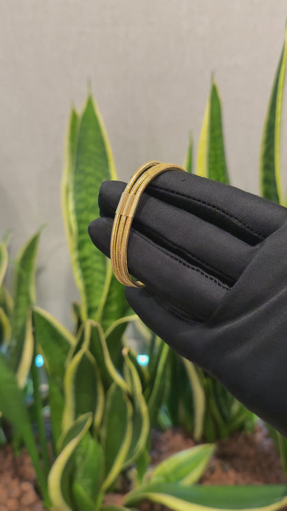 Gold Three Layer Bangle 21KT - FKJBNG21KM10121