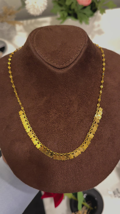 Gold Delicate Flower Charms Necklace 21KT - FKJNKL21KM10335