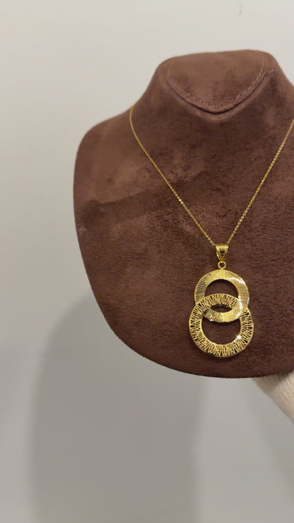 Gold Necklace (Chain with Interlinked Circle Pendant) 21KT - FKJNKL21KM10144