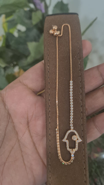 Sterling Silver 925 Adjustable Hamsa Bracelet - FKJBRLSL10625