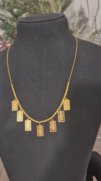 Gold Rose Bar Necklace 21KT - FKJNKL21KM11909
