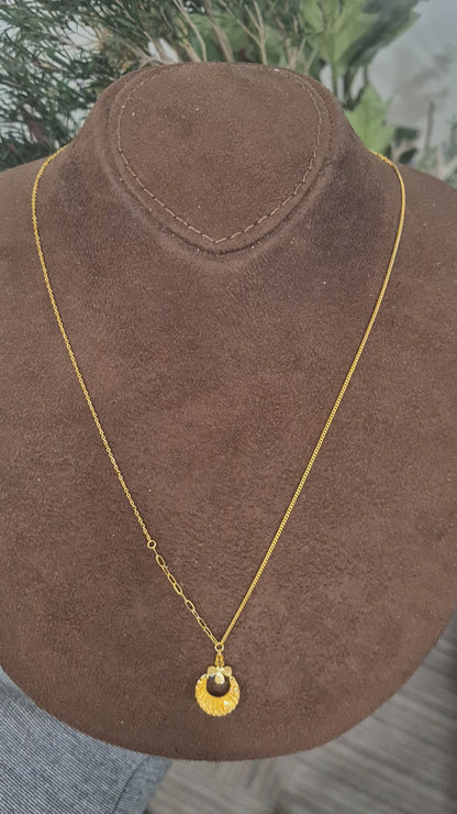 Gold Crescent Charm Necklace 21KT - FKJNKL21KM10909