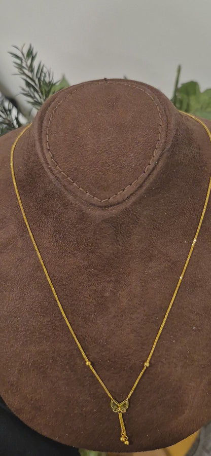 Gold Butterfly Tassel Necklace 21KT - FKJNKL21KM11233