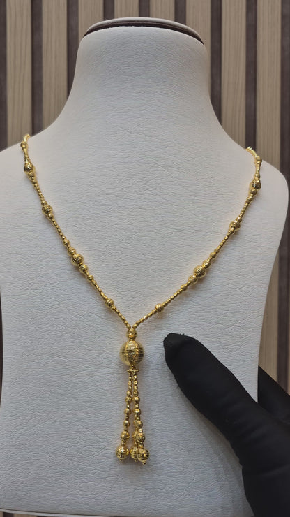 Gold Cascade Bead Necklace 21KT - FKJNKL21KM10338