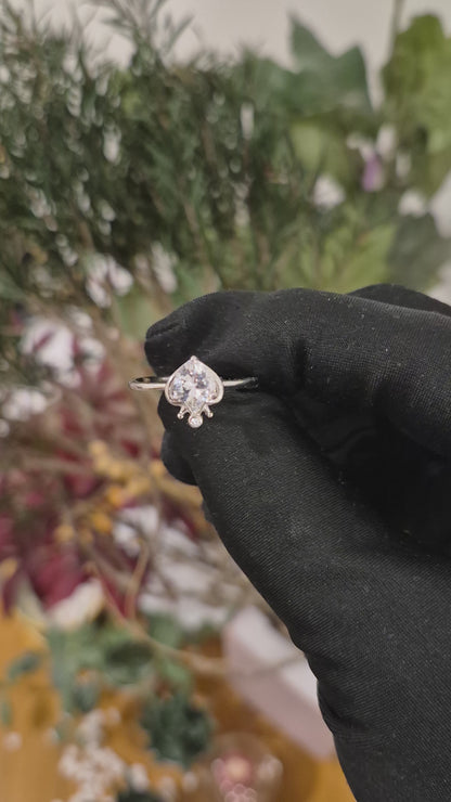 Sterling Silver 925 Crowned Heart Ring - FKJRNSL11051