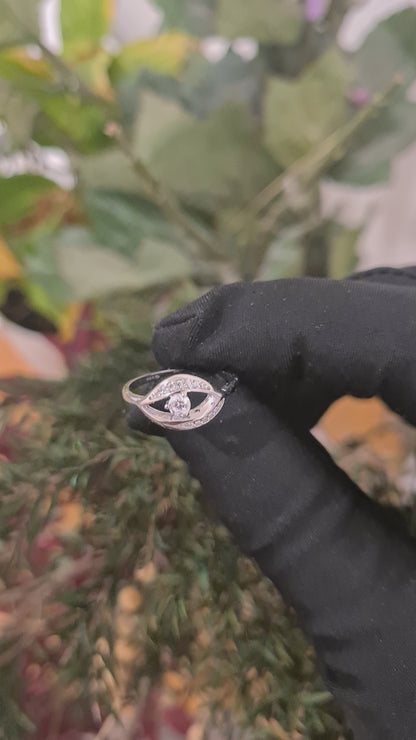 Sterling Silver 925 Luna Tear Halo Ring - FKJRNSL10777