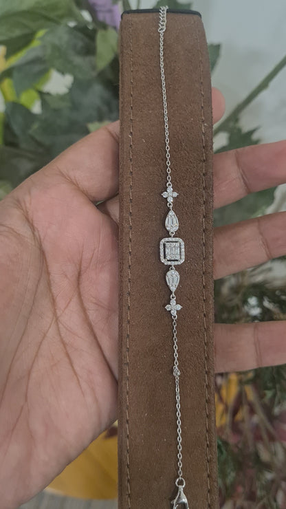 Sterling Silver 925 Square Gem Bracelet - FKJBRLSL10611