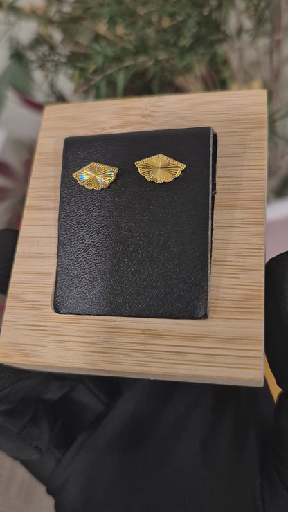 Gold Fan Shaped Earrings 21KT - FKJERN21KM11844