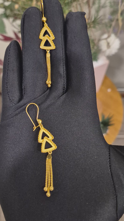 Gold Hanging Earrings 21KT - FKJERN21KM11872