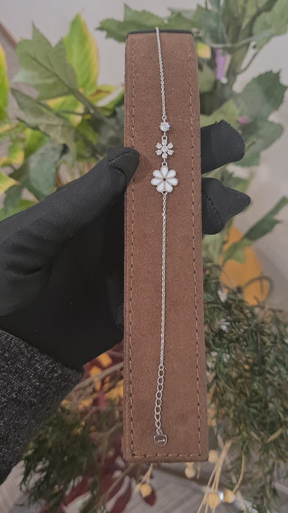 Sterling Silver 925 Floral Link Bracelet - FKJBRLSL10668