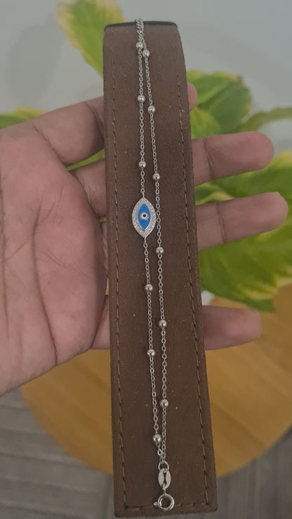 Sterling Silver 925 Blue Eye Bracelet - FKJBRLSL10593