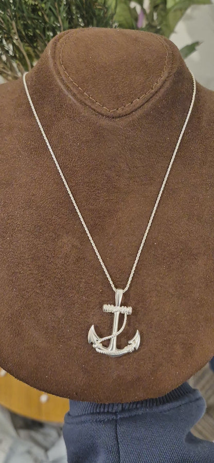 Sterling Silver 925 Anchor Necklace (Chain with Pendant) - FKJNKLSL11088
