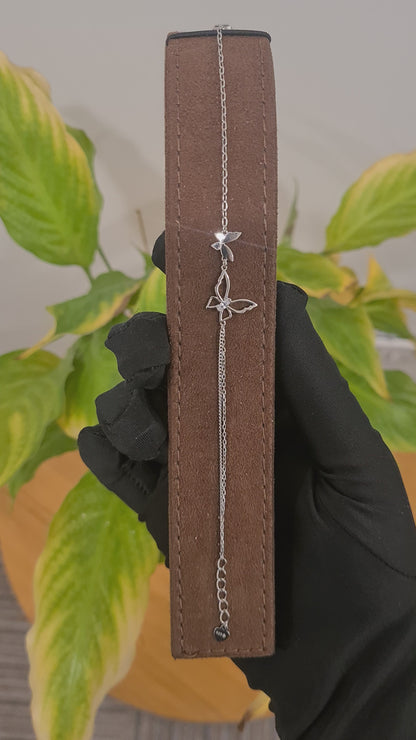 Sterling Silver 925 Butterfly Charm Bracelet - FKJBRLSL10530