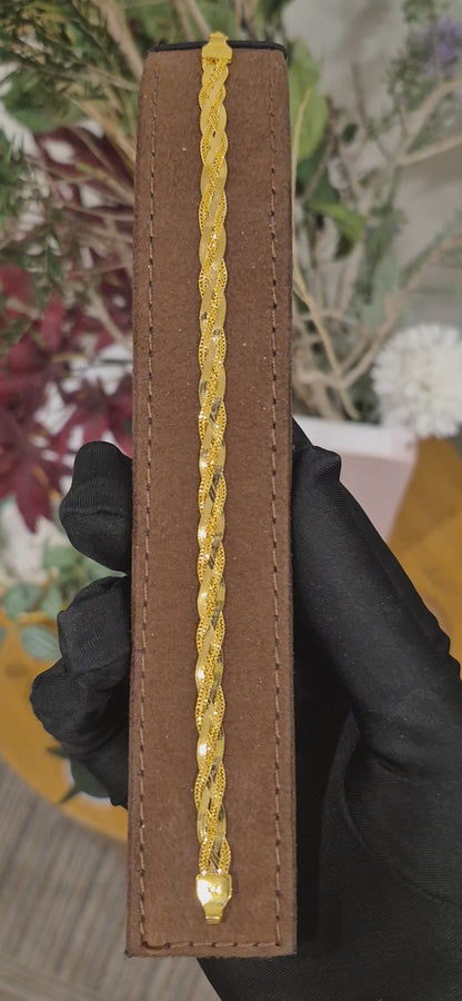Gold Interwoven Bracelet 21KT - FKJBRL21KM11591