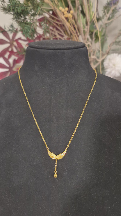 Gold Retro Wings Necklace 21KT - FKJNKL21KM12042