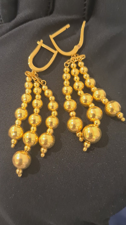 Gold Beadfall Drop Earrings 21KT - FKJERN21KM10865