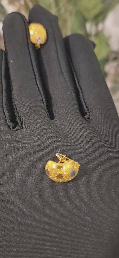 Gold Three Tone Earrings 21KT - FKJERN21KM11433