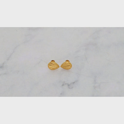 Gold Leaf Shaped Earrings 21KT - FKJERN21KM9900