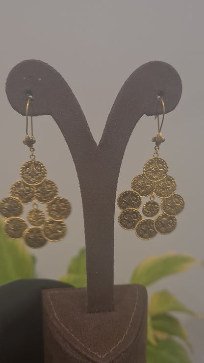 Gold Lira Drop Link Earrings 21KT - FKJERN21KM10526