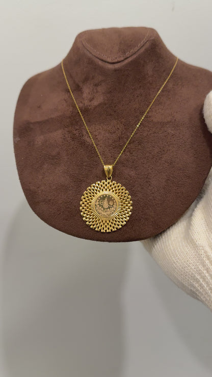Gold Necklace (Chain with Round Shaped Turkish Lira Pendant) 21KT - FKJNKL21KM10141