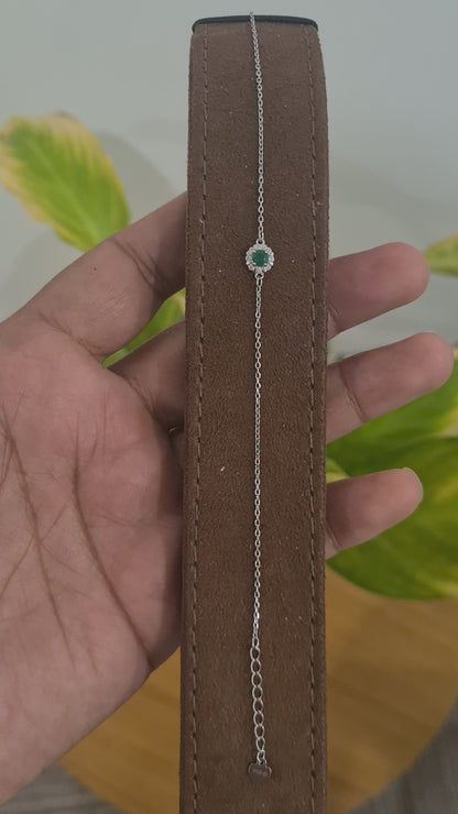 Sterling Silver 925 Green Gem Bracelet - FKJBRLSL10588