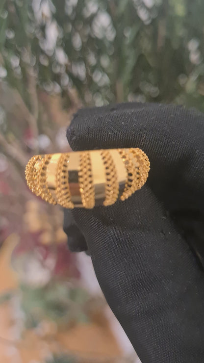 Gold Textured Dome Ring 21KT - FKJRN21KM10885