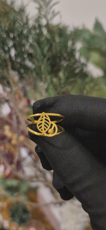 Gold Mesh Leaf Accent 21KT - FKJRN21KM11247