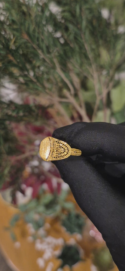 Gold Dual Finish Ring 21KT - FKJRN21KM11141